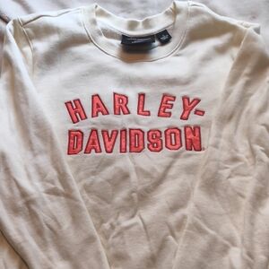 Women's Harley-Davidson Cream Sweatshirt with Orange Stitched  Lettering